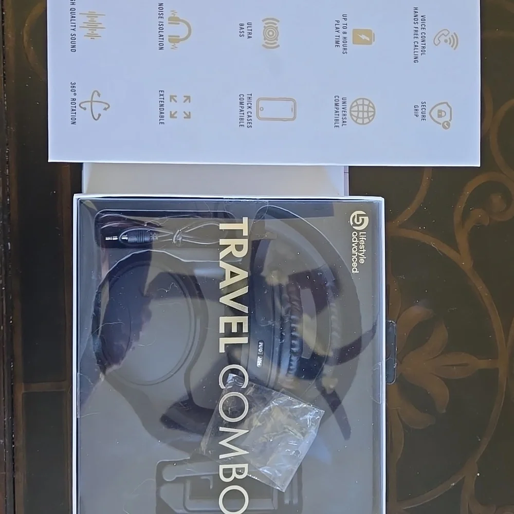 NIB Wireless headphones + tray table phone holder